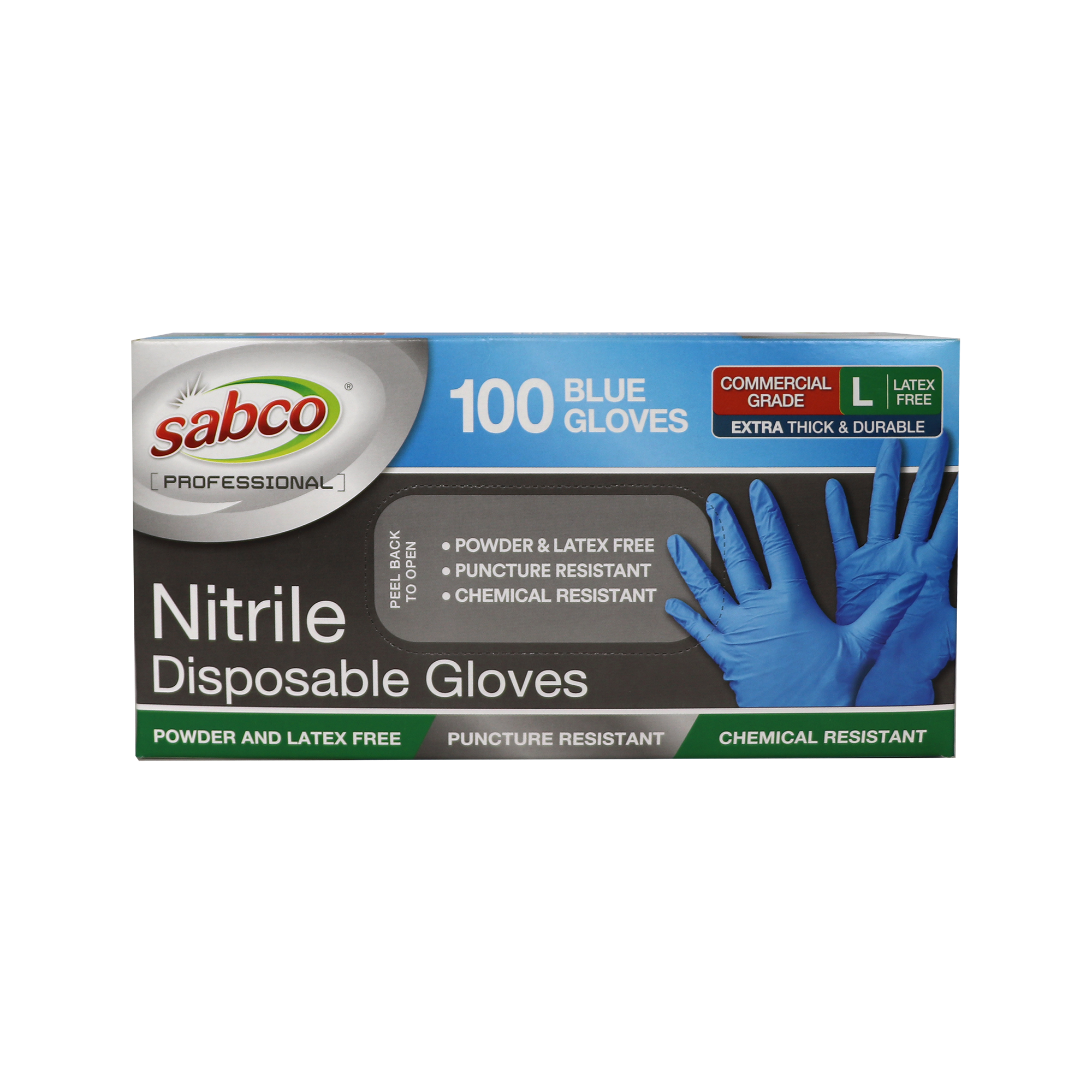 Sabco Nitrile Gloves Powder Free Large Blue - Image 2