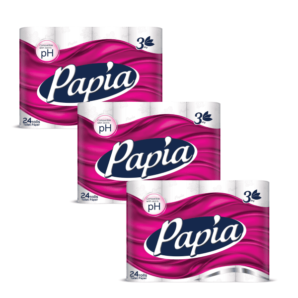 PAPIA-24-3 (3 x Papia 3ply Toilet Paper 24 Rolls)