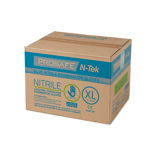 LCNTEK-XL (Prosafe Long Cuff Nitrile Gloves Blue Powder Free Extra Large 1000pcs)