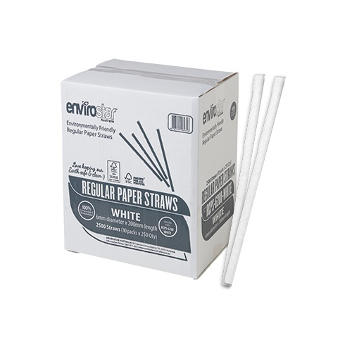 RCPS-6200-WHITE (Envirostar Regular Paper Straws White 6mm 2500pcs)