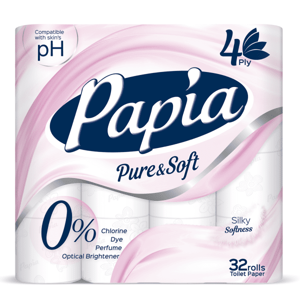 PAPIAPS-32 (Papia Pure & Soft Toilet Paper 4ply 32 Rolls)