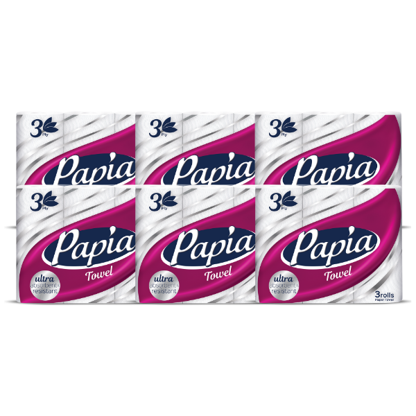 50005021-8 (8 x Papia 3ply Kitchen Towels 3 Pack)