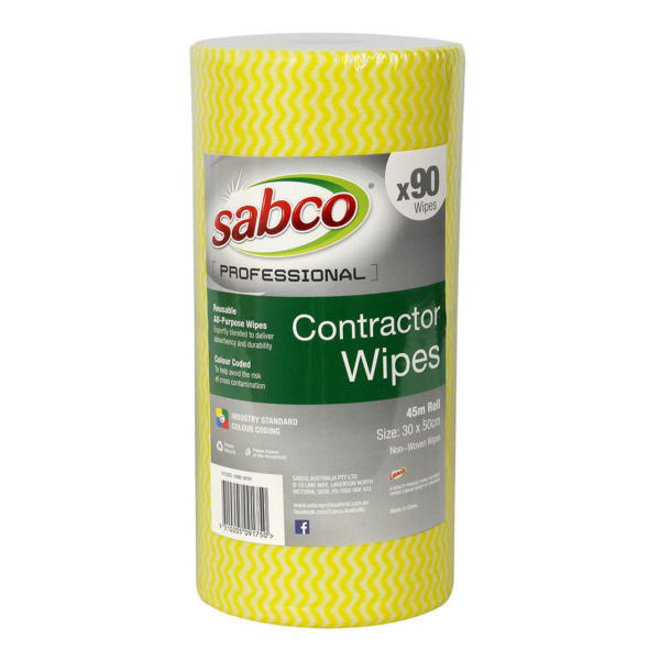 SABC-9172Y (Sabco Professional Contractor Wipes 90 Sheets Yellow)
