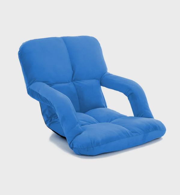 LoungeKidBlue (SOGA Foldable Lounge Cushion Adjustable Floor Lazy Recliner Chair with Armrest Blue)