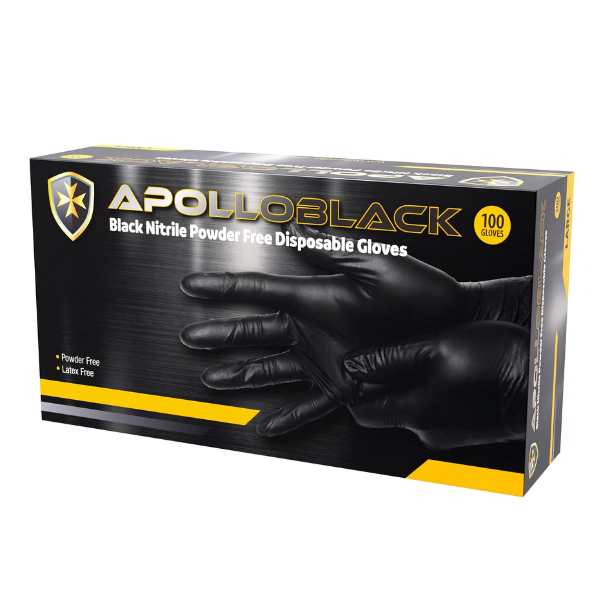 2001M (Apollo Heavy Duty 6g Black Nitrile Gloves Powder Free Medium)