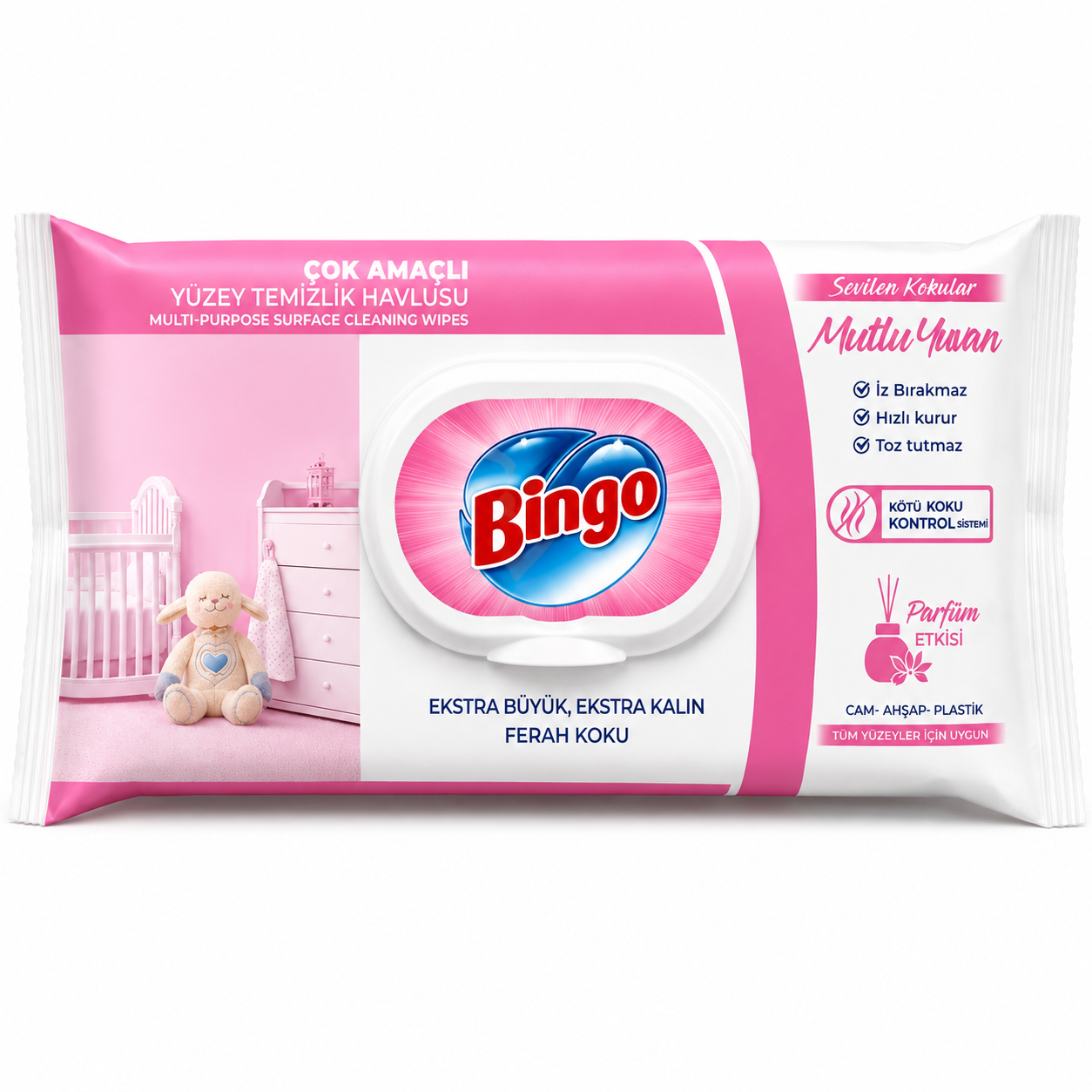 50007848 (Bingo Surface Cleaning Wet Wipes Happy Home 96pcs)