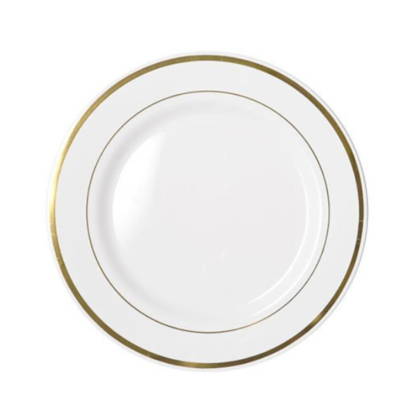 PRG76 (Heavy Duty White Lunch Plate With Gold Lining 190mm 144pcs)