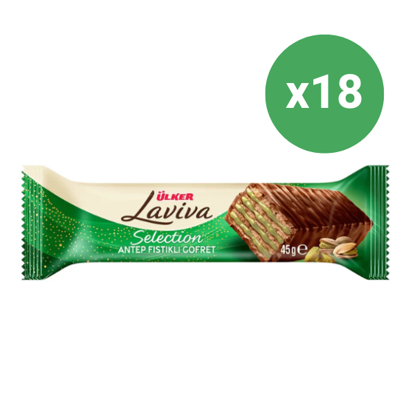 547851-BX (18 x Ulker Laviva Pistachio Cream Chocolate Wafer 45g)
